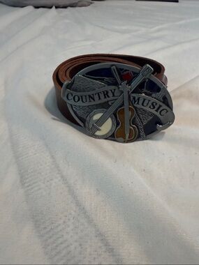 Country Music Belt with Brown Leather Strap